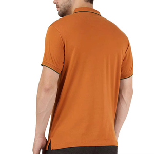 Hot Sale Men's <b>Orange</b> Short Sleeve <b>Polo</b> Shirt Solid Color Pocket Casual Knitted Pique Cotton Breathable Regular Fit - Product Image 3