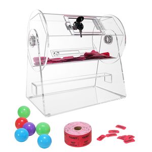 Tamburo Professionale in Acrilico per Lotterie con 2 Chiavi, Capacità 2500 Biglietti, Gabbia Trasparente Girevole per Estrazioni a Sorteggio per Fiere - Product Image 1