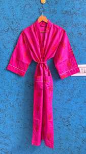 ชุดกิโมโนผ้าฝ้ายลายดอกไม้สีชมพูทำมือแบบใหม่ |   ชุดคลุมเจ้าสาวสไตล์โบฮีเมียน ผ้าฝ้าย ชุดคลุมอาบน้ำฤดูร้อน ของขวัญ - Product Image 4