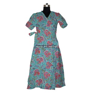 Floral Printed Indian Cotton Bathrobe Handmade <b>Maxi</b> Gown <b>Dress</b> <b>Kimono</b> Style Sleepwear Plus Size Wholesale Price - Product Image 6
