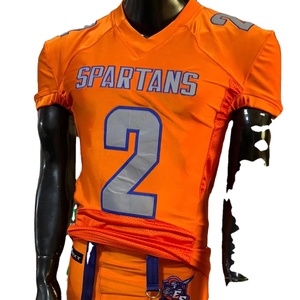 Camiseta de fútbol americano foto Real transpirable de talla grande bordado aparejos de sarga sublimación pantalones integrados Paquete de equipo productos - Product Image 1