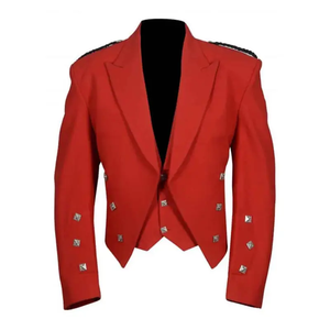 Chaqueta de Lana Roja Estilo Príncipe Charlie con Chaleco de VELLUM WASIM & COMPANY para Festivales de Música - Tallas Personalizadas - Product Image 4