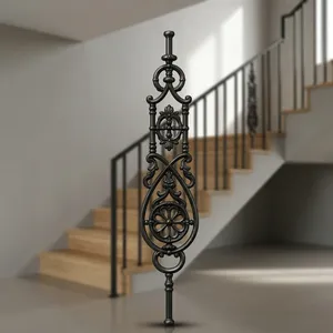 European Style Wrought Iron <b>Stair</b> Railing <b>Handrail</b> Ornate Cast Metal Baluster Spindle Indoor Staircase - Product Image 2