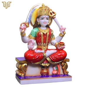 Statue de Santoshi Mata en marbre de qualité supérieure avec épée et trishul |   Marbre Santoshi Maa Murti, Idole de la déesse sculptée à la main pour la maison et le temple - Product Image 4