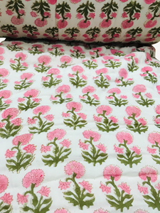 Handmade Block Print Cotton <b>Quilt</b> Floral Pattern Traditional Style All Season Home Decor Reversible Durable 100% Cotton Filling - Product Image 4