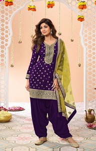 Salwar Kameez Patiala de Viscosa Bordado, Semi-Cosido, para Mujer, Estilo Moderno, Secado Rápido, para Bodas, Fiestas y Diwali - Product Image 6