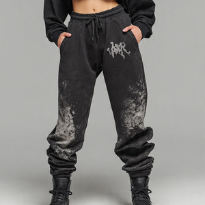 Pantalon de jogging épais et déchiré pour femme, style streetwear hiver, en molleton, idéal comme pantalon de pyjama - Product Image 3