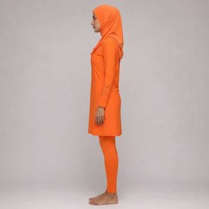 Ensemble Burkini Modeste 4 Pièces Personnalisé pour Femme, Couverture Complète, Bikini Musulman Taille Haute, Longue Lanière, Couleur Contrastante, Protection Solaire, Taille OEM - Product Image 3