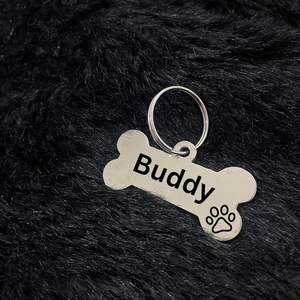 Pendentif d'identification personnalisé pour animaux de compagnie, gravé au laser noir, pour collier de chien, chat, petits animaux, en laiton fait main couleur or - Product Image 5