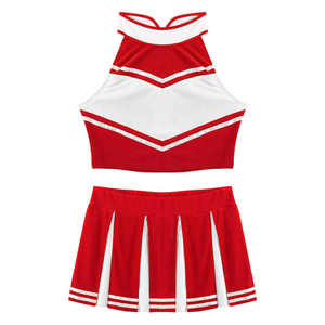 Tenues d'entraînement de cheerleading pour enfants, hauts courts au-dessus du genou, ensembles d'uniformes de cheerleading personnalisés, motif uni, vente en gros, performance optimale - Product Image 3