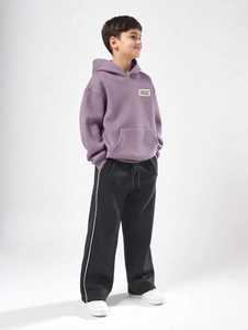 Ensemble de survêtement pour garçons, sweat-shirt à capuche violet en coton à manches longues, pantalon de jogging à rayures noires, décontracté, automne - Product Image 4