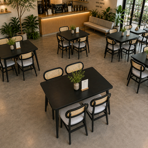 Ensemble de mobilier de véranda en rotin noir, finition moderne en teck, dossier en rotin de qualité supérieure, siège rembourré, 5 pièces, mobilier d'intérieur - Product Image 4