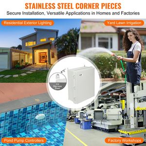 Scatola di giunzione elettrica esterna in plastica ABS 13.78 x 9.84 x 5.90 pollici con coperchio incernierato in acciaio inossidabile per strumenti elettronici - Product Image 6