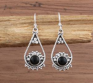 Venta al por Mayor de Ónix Negro Natural en Forma de Gota, Plata de Ley 925, Chapado en Plata, Piedra Preciosa Geométrica, Lujo para Bodas, Precio al por Mayor del Fabricante - Product Image 1