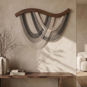 Décoration murale en macramé géométrique abstrait, design minimaliste, décoration de chambre à coucher, œuvre d'art unique - Product Image 3