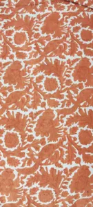 Robe midi bohème en coton à imprimé floral orange avec manches bouffantes, coupe ample, col noué, robe d'été pour femmes - Product Image 5