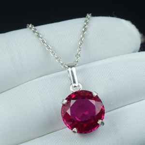 จี้รูปทรงกลมประดับทับทิมสีชมพู ดีไซน์เฉพาะตัว เงินแท้ 925 ทำมือ ของขวัญเดือนกรกฎาคม สร้อยคอ เครื่องประดับ - Product Image 4