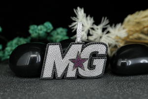 <b>Custom</b> MG Letter Pendant 925 Sterling Silver Iced Diamond Look <b>Name</b> Logo Hip Hop Luxury Engagement Wedding Moissanite Pendant - Product Image 1