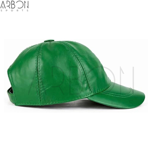 Casquettes de baseball en cuir vert vif de haute qualité, faites à la main, ajustables, personnalisées, de luxe, nouvelle mode, pour hommes adultes. - Product Image 2