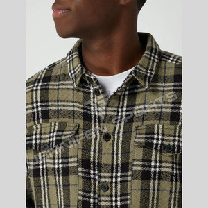 OEM/ODM High Quality Men's 100% Wool Plaid Check <b>Flannel</b> Shirt Boy Checked Casual Vintage <b>Jacket</b> Anti-Wrinkle Custom Button - Product Image 4