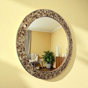 Turquoise Vintage Art Deco Shou Sugi Ban <b>Mirror</b> Mosaic Framed Metal Living Room and Bedroom Wall Decor <b>Hanging</b> - Product Image 5