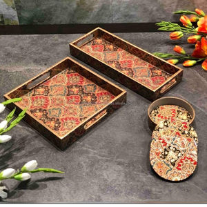 Plateau en bois imprimé émaillé et fournitures pour restaurants et hôtels avec boîte, plateau de service en bois attrayant - Product Image 5