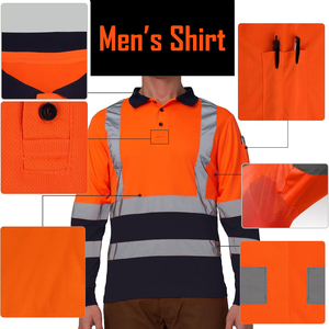 Men Polyester Cotton Safety Work Full Sleeve Shirt With Reflective <b>Strip</b> Work Wear in Best Price - Product Image 4