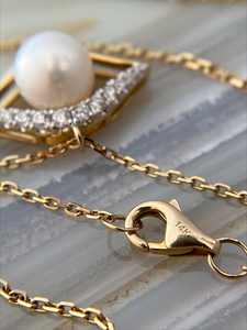 Collar de Lujo con Colgante de Perla en Forma de Ojo, Platino/Oro Sólido de 18K, con Detalles de Diamantes Naturales para Mujer, OEM/Venta al Por Mayor - Product Image 5