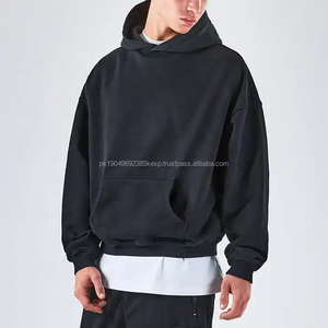 Sweats à capuche pour hommes personnalisés mode urbaine impression et broderie de logo personnalisé pull-over Style décontracté haute qualité couleur entière - Product Image 2
