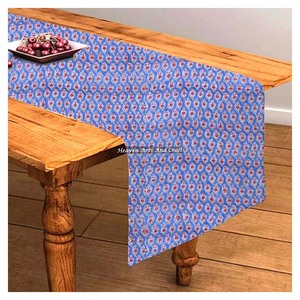 Handmade Indian Block Printed Cotton Table <b>Runner</b> Beautiful Floral Modern Design For Dining Table Decoration For Wedding Events - Product Image 1