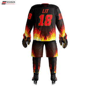 ชุดยูนิฟอร์มฮอกกี้น้ำแข็งแบบกลับด้านได้ ผลิตตามสั่ง 100% โพลีเอสเตอร์ ด้านหน้าแห้งเร็ว ระบายอากาศได้ดี รับผลิตตามแบบ OEM ปักลายเสื้อฮอกกี้ตามสั่ง - Product Image 5