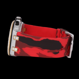 Montre DIADREAM GEMS & JEWEL à bracelet en caoutchouc rouge, boîtier rond, diamant Moissanite, date automatique et fonctions multifonctions, vente chaude - Product Image 6