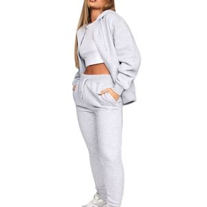 Conjunto de dos piezas de sudadera y pantalón para mujer, personalizado, informal, de invierno, grueso, ecológico, transpirable, estampado, con pedrería, con cordón, de ajuste holgado - Product Image 1