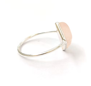 Geometric Rose Quartz 925 Sterling Silver <b>Ring</b> Minimalist Gemstone Bezel Setting Unisex Everyday Wear - Product Image 2