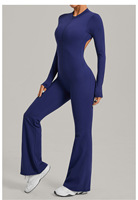 Combinaison de yoga à manches longues pour femme, tenue de fitness une pièce, vêtements de sport à jambes larges évasées pour l'entraînement et les exercices en plein air