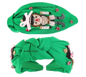 Diadema Navideña Rosa con Lazo y Bordado Detallado de Santa Claus, Accesorio Festivo para Mujer - Product Image 3