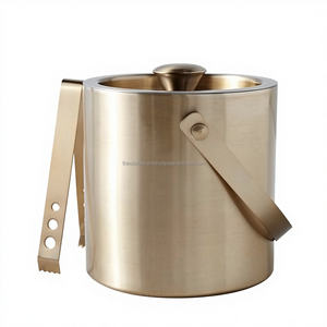 Wholesale Customized <b>Gold</b> Stainless Steel Classic Metal Round <b>Ice</b> <b>Bucket</b> with Lid 3L Capacity for or Beverage Tubs - Product Image 1