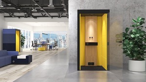 Cabina Acústica Insonorizada para Oficina, Modelo S, con Paredes de Tela de la Colección SYNERGY y Puerta de Vidrio - Product Image 1