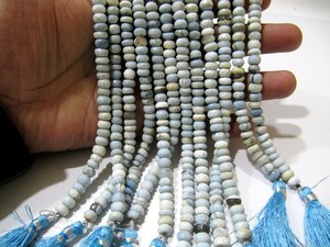 Perles de pierre d'opale bleue naturelle facettées en forme de rondelle de 7 mm, brin de 8,5 pouces de long - Product Image 4