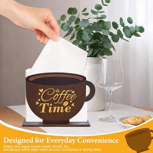 Porta Servilletas de Madera con Diseño de Taza de Café, Estilo Rústico para Cafetería, Cocina, Estación de Café, Dispensador de Servilletas - Product Image 6