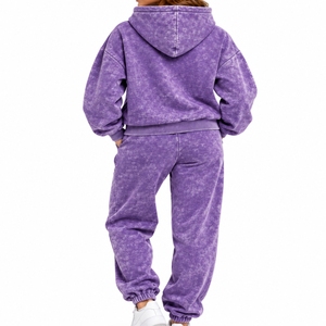 <b>Women's</b> Vintage Wash <b>Fleece</b> Tracksuit Set With Relaxed Fit Hoodie And <b>Joggers</b> Relaxed Fit Streetwear Tracksuit For <b>Women</b> - Product Image 2
