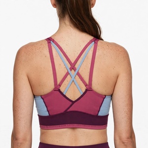 Sujetador deportivo para mujer, personalizado, con bloques de color, sin aros, espalda cruzada, transpirable, de secado rápido, tirantes en Y, para todas las estaciones - Product Image 2
