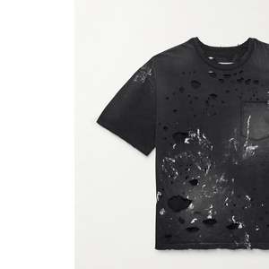 Ripped Baggy <b>shirt</b> Vintage Washed O Neck <b>Shirt</b> Loose Fit Oversized <b>Y2K</b> Streetwear Hip Hop Urban Stonewashed t <b>shirt</b> Boxy <b>shirt</b> - Product Image 5