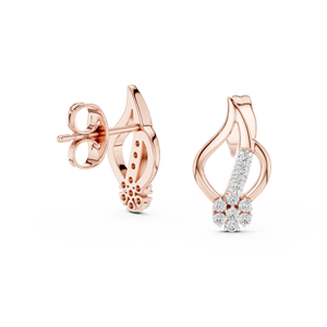 Juego de pendientes minimalistas con diamantes cultivados en laboratorio en oro rosa macizo de 18 quilates, para compromiso, boda, fiesta, regalo de San Valentín, uso diario para mujeres. - Product Image 4