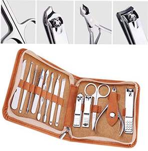 Kits de Manicura y Pedicura de Acero Inoxidable, Tijeras para Cutículas, Cortaúñas, Empujador de Cutículas y Herramientas de Belleza, 12 Piezas - Product Image 4
