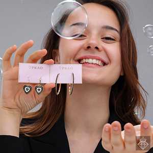 ต่างหูห้อยระย้ารูปหัวใจสีดำและห่วงที่สวยงามห่วงกลมหรูหรา - Product Image 5