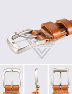 Cinturón de Cuero Genuino de Grano Completo Personalizado para Hombre, Estilo Vintage Casual, Hebilla Plateada Antigua, Fabricante de Ropa - Product Image 2