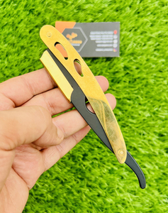 <b>Single</b> Edge Shaving <b>Blades</b> Light Weight Professional Safety High Grade Stainless Steel Straight Edge Barber <b>Razor</b> (Gold Plated) - Product Image 1