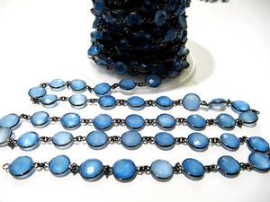 Chaîne connectrice en calcédoine bleue de 10 mm en forme de pièce de monnaie, vendue au mètre - Product Image 4