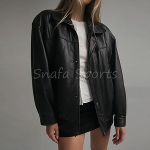 <b>High</b> Quality Oversized Women Genuine <b>Leather</b> Jacket with Zipper Closure Durable Soft and Stylish Jacket <b>Top</b> Quality - Product Image 3